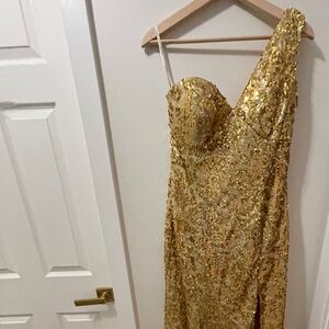 Tiffany Designs Gold Sequin Dress